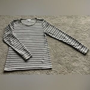 GAP Women’s Long-Sleeve Stripe Tee in Gray & White